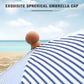 Alpha Joy 7FT Outdoor Parasol Beach Umbrella Fiberglass Ribs Umbrella with Tassel, Navy Blue Strips