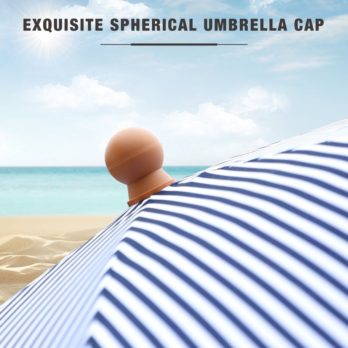Alpha Joy 7FT Outdoor Parasol Beach Umbrella Fiberglass Ribs Umbrella with Tassel, Navy Blue Strips