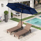 Alpha Joy 10ft 3 Tier Auto-tilt Outdoor Patio Umbrella Beach Garden Double Vented Table Umbrella with Push Button Tilt and Crank, Navy Blue