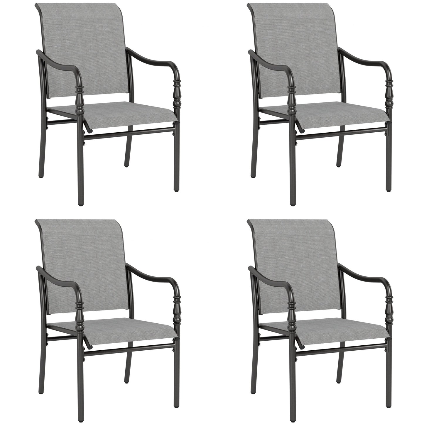 Sophia & William Patio Dining Chairs Outdoor Textilene Chairs Set of 4, Gray
