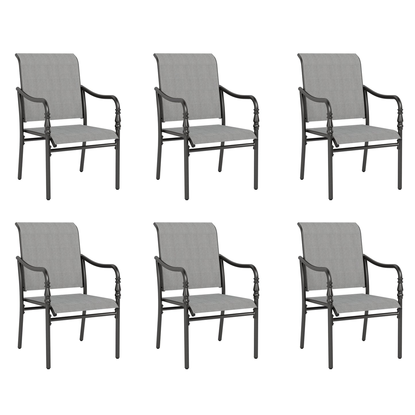 Sophia & William Patio Dining Chairs Outdoor Textilene Chairs Set of 6, Gray