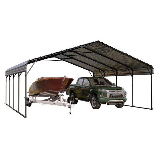 Alpha Joy 20' x 20' Heavy Duty Carport with Galvanized Steel Roof Cars Garage Shelter