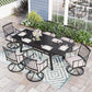 Sophia & William 7-Piece Metal Patio Outdoor Dining Set Swivel Chairs and Expandable Table Set with Beige Cushions