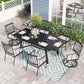 Sophia & William 7 Pieces Outdoor Patio Dining Set Metal Extendable Table and Swivel Chiars Set Patio Furniture Sets with Cushions