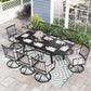 Sophia & William 9-Piece Metal Patio Outdoor Dining Set Swivel Chairs and Expandable Table Furniture Set with Beige Cushions