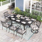 Sophia & William 9 Pieces Outdoor Patio Dining Set Metal Extendable Table and Swivel Chiars Set Patio Furniture Sets with Cushions
