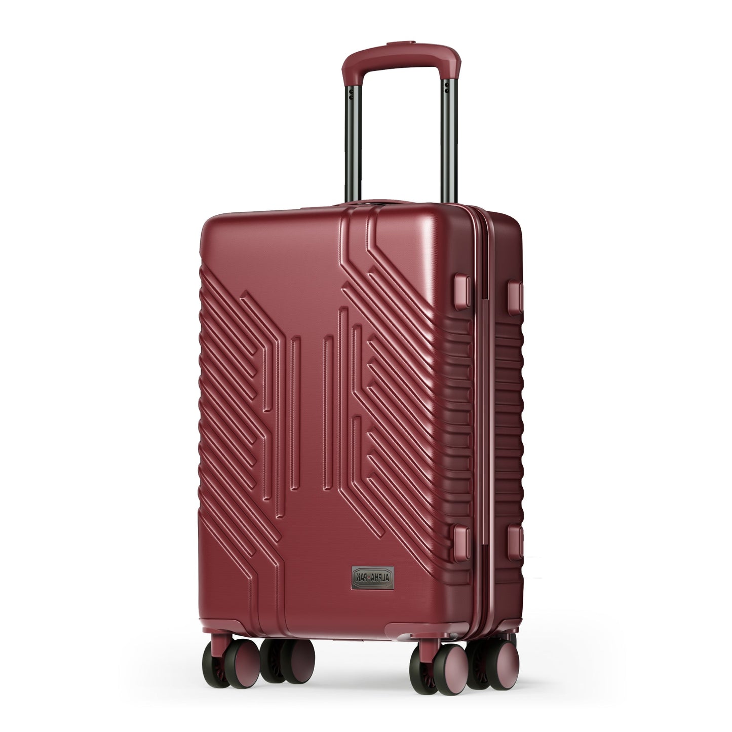Alpha Joy Hard-shell ABS+PC Rolling Luggage 20" Carry-on Luggage with USB Port, Ruby