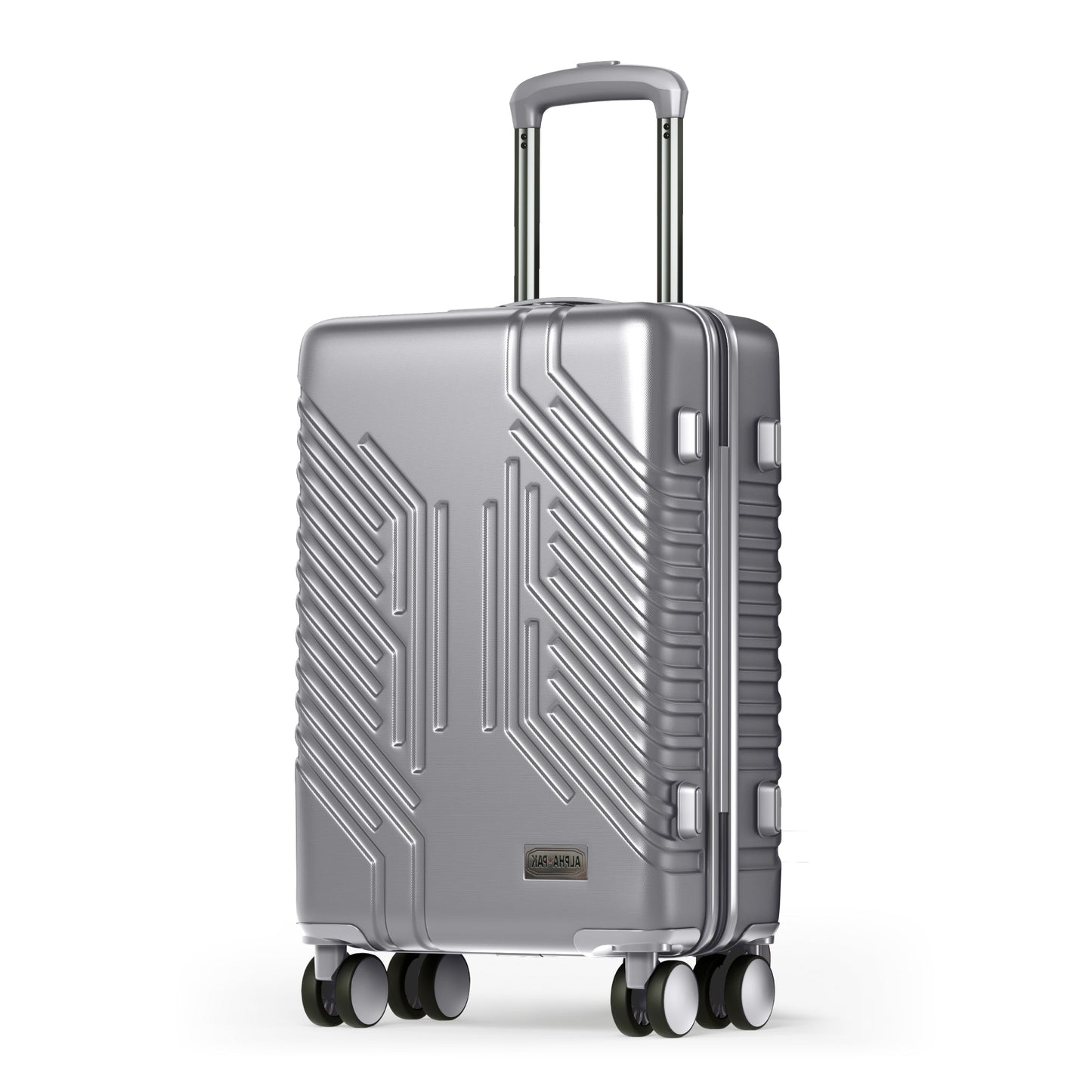 Alpha Joy Hard-shell ABS+PC Rolling Luggage 20" Carry-on Luggage with USB Port, Silver