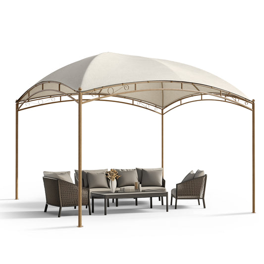 Alpha Joy 10'x13' Outdoor Gazebo Galvanized Iron Gazebo Canopy for Patio, Backyard, Deck and Lawn, Beige