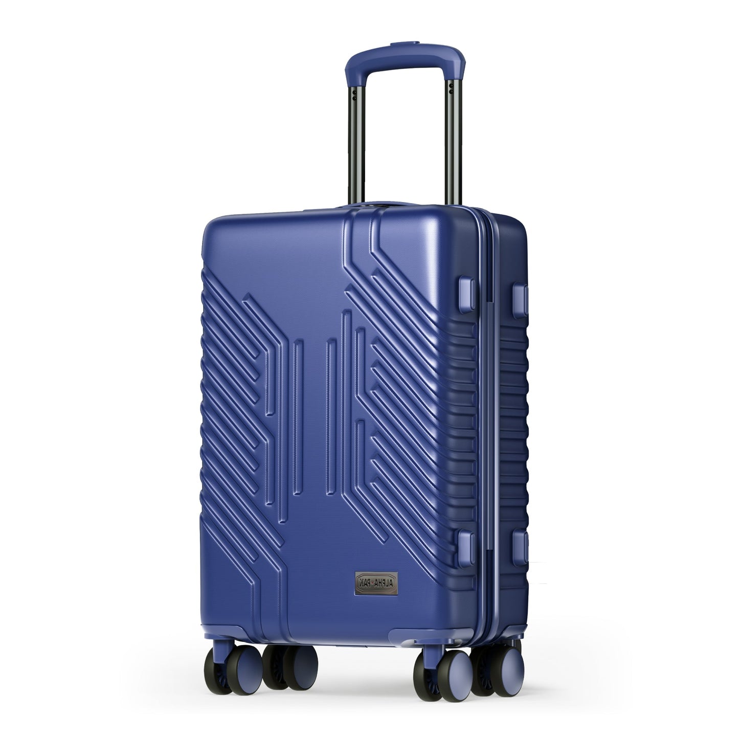 Alpha Joy Hard-shell ABS+PC Rolling Luggage 20" Carry-on Luggage with USB Port, Navy