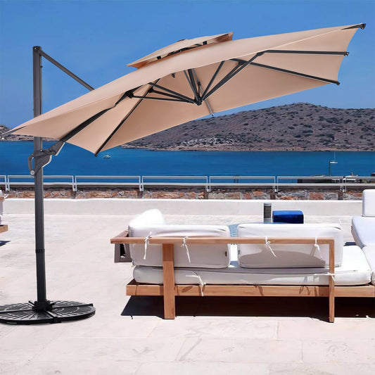 Sophia & William 10ft Outdoor Patio Square Cantilever Umbrella with Aluminum Pole & Ribs, Beige