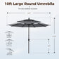 Alpha Joy 10ft 3 Tier Auto-Tilt Outdoor Patio Umbrella Beach Garden Double Vented Table Umbrella with Push Button and Crank, Smoky Gray