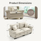 Sophia&William 2-Seat Sectional Sofa Set, Mid-Century Chenille Cloud Couch Retro Nailhead Trim Modular Sofa with 2 Pillows for Living Room, White