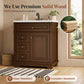 Sophia & William 30inch Bathroom Vanity with 5inch Deep Sink Freestanding Wood Bathroom Cabinet Vanity with 1 Door & 2 Drawers, Cherry Brown