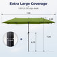 Alpha Joy 13x6.5ft Double-Sided Extra Large Outdoor Patio Market Rectangle Umbrella with Crank Handle, Lime