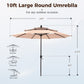 Alpha Joy 10ft 3 Tier Auto-Tilt Outdoor Patio Umbrella Beach Garden Double Vented Table Umbrella with Push Button and Crank, Beige