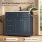 Sophia & William 36inch Bathroom Vanity with 5inch Deep Sink Freestanding Wood Bathroom Cabinet Vanity with 2 Doors with Shelf & 2 Drawers, Charcoal Blue