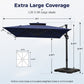 Alpha Joy 12x9ft Outdoor Patio Umbrella Large Rectangle Offset Cantilever Double Umbrella with 360° Rotation, Navy Blue