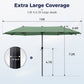 Alpha Joy 13x6.5ft Double-Sided Extra Large Outdoor Patio Market Rectangle Umbrella with Crank Handle, Mint