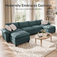 Sophia&William 123.6"L Convertible Sectional Sofa Couch, Modern Chenille Couch 4-Seat Modular Sectional Sofa  for Living Room,Green