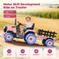 Alpha Joy 24V Powered Ride on Tractor with Detachable Trailer Electric Toy Car with Remote Control, Tippable Trailer, USB, Headlight, Bluetooth, 3 Speed Adjustable for Kids 3+, Pink