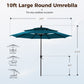 Alpha Joy 10ft 3 Tier Auto-Tilt Outdoor Patio Umbrella Beach Garden Double Vented Table Umbrella with Push Button and Crank, Cerulean