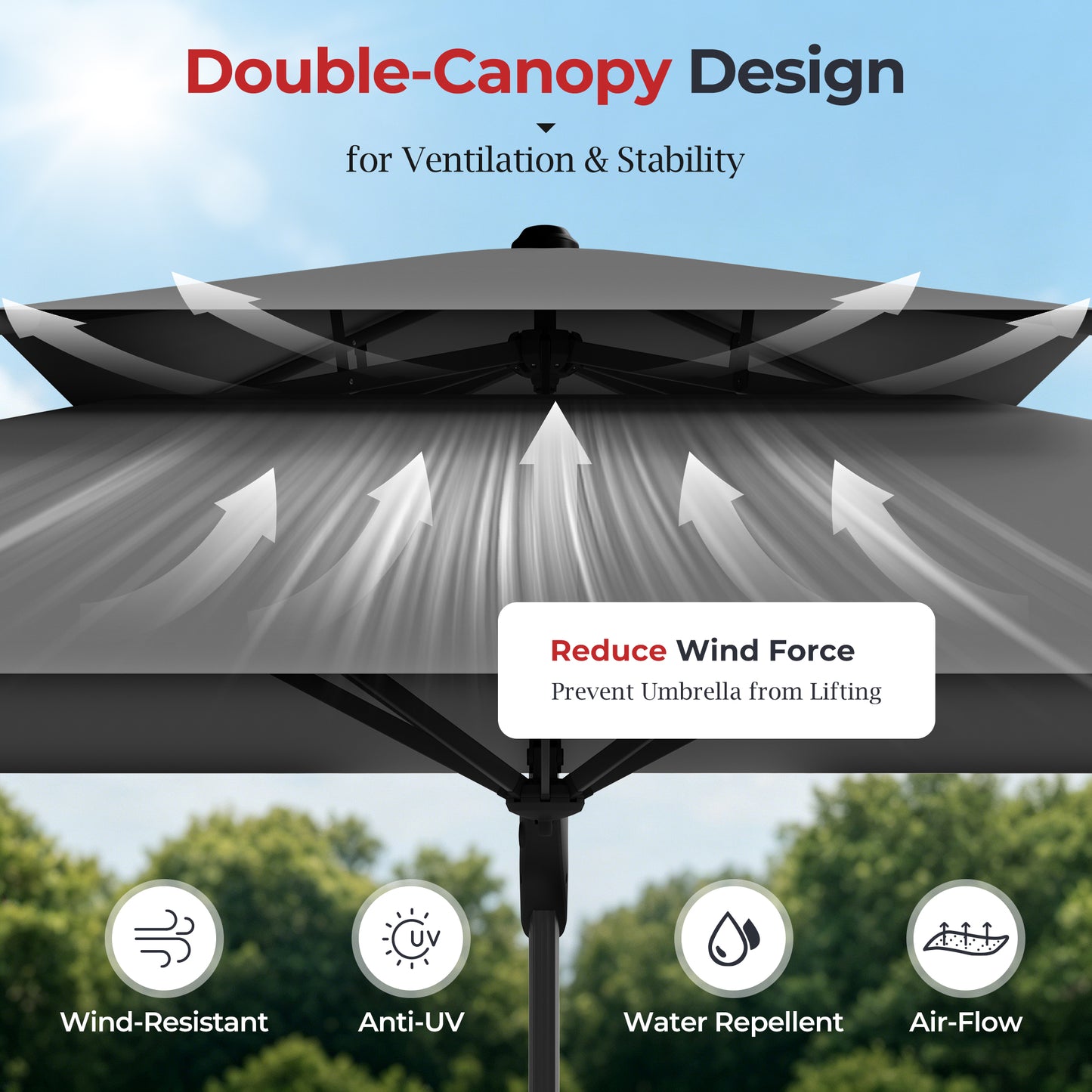 Alpha Joy 13x10ft Gray Offset Cantilever Patio Umbrella with 360¡ã Rotation for Outdoor Use