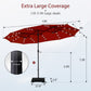 Alpha Joy 15ft Extra Large Outdoor Patio Double-Sided Umbrella with Solar Lights & Umbrella Base, Burgundy