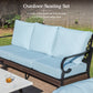 Sophia & William 7 Seat Patio Conversation Set,Outdoor Furniture Set with Rocking Chairs & Fixed Chairs, Blue