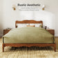 Sophia & William King Size Wood Platform Bed Frame with Wooven Rattan Adjustable Headboard & Wooden Slats,No Box Spring Needed