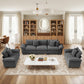Sophia&William 123.6"L Modular Sectional Sofa Sets, Modern Corduroy Cloud Couch 5-Seat 24.4"W Sofa Sectional with Pillows for Living Room,Gray