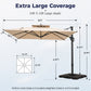 Alpha Joy 10x10ft Outdoor Patio Large Square Cantilever Double Umbrella with 360° Rotation, Beige