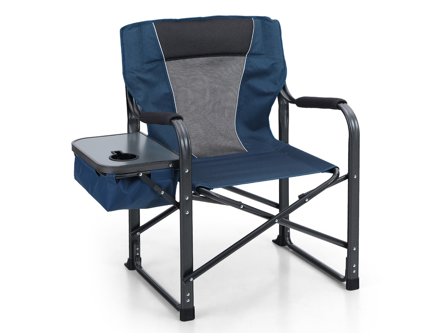 Alpha Joy Director Chair Supports 350Lbs Heavy Duty Folding Camping Chair Oversized Portable Tailgating Chair with Cup Holder & Cooler Bag