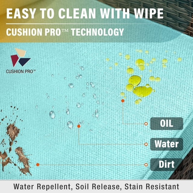 Sophia & William 7-seat Wicker Patio Convesation Set Wicker Outdoor Sectionals Sofa Set, Blue