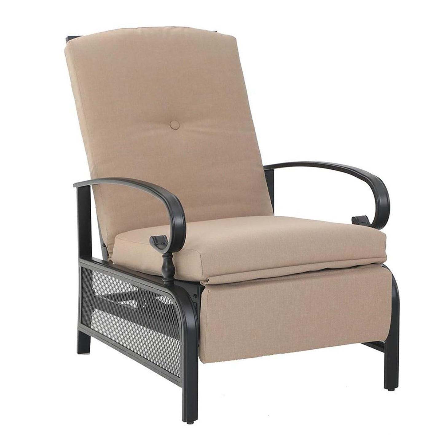 Sophia & William Outdoor Patio Steel Recliner Lounge Chair - Beige