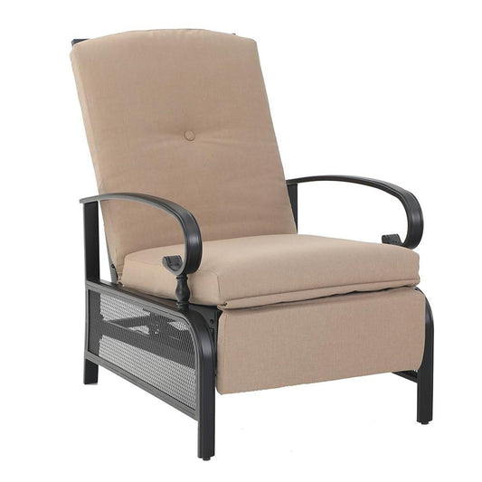 Sophia & William Outdoor Patio Steel Recliner Lounge Chair - Beige