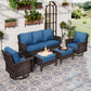 Sophia & William 5 Pieces Patio Furniture Set with Swivel Chairs 7-Seat Wicker Outdoor Conversation Set with Thickened Cushions