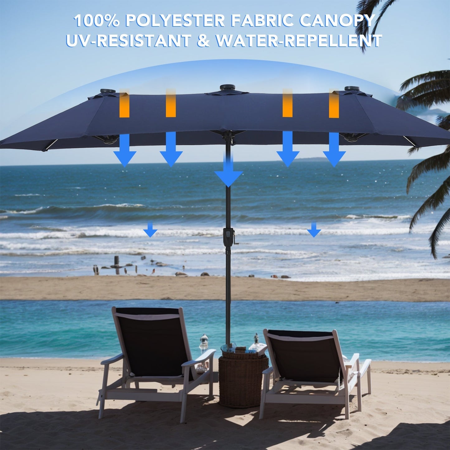 Sophia & William 15FT Outdoor Patio Umbrella Extra Large Double-Sided Garden Umbrella with Crank Handle Navy Blue