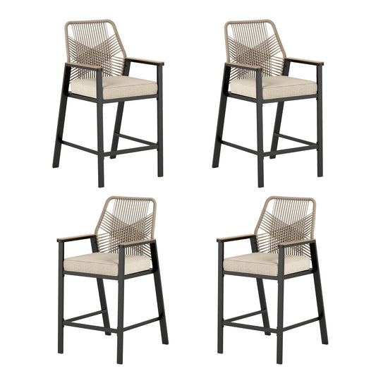 Sophia & William 4Pcs Outdoor Patio Bar Stools Wicker Rattan Counter Height Chairs