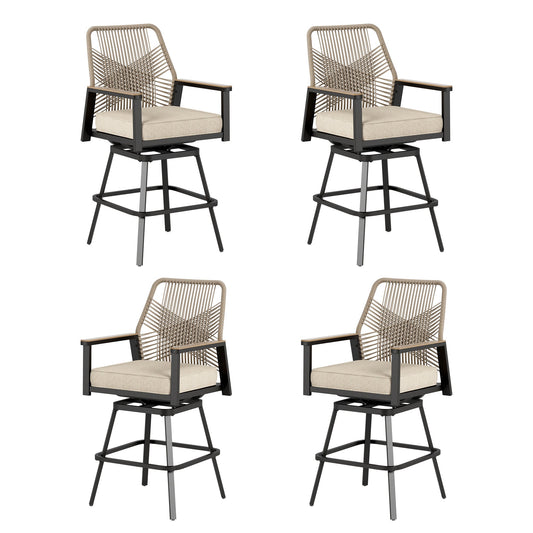 Sophia & William Outdoor Patio Swivel Bar Stools Wicker Rattan Counter Height Chairs, Set of 4