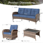 Sophia & William 4 Pieces 5-Seat Wicker Outdoor Patio Furniture Set with Swivel Glider & Coffee Table, Navy