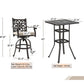 Sophia & William 3 Piece Cast Aluminum Outdoor Bar Set 2 Swivel Bar Stools with Cushion and 1 Square Patio Bar Table