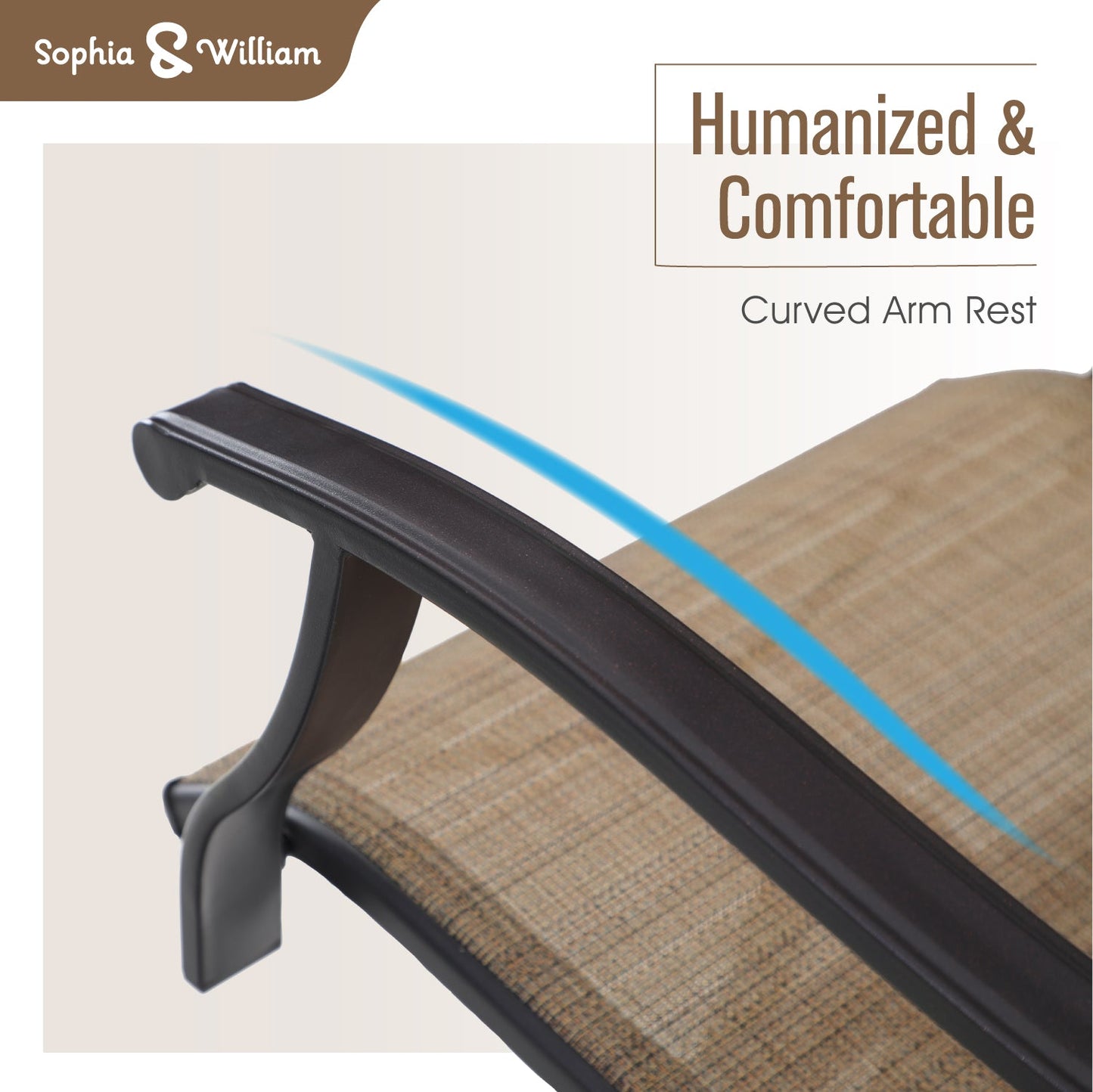 Sophia & William Outdoor Bar Stools Set of 2, Swivel Bar Chairs, Tall Patio Chairs, Outdoor High Top Chairs, Supports 300 lbs (Brown Fabric)