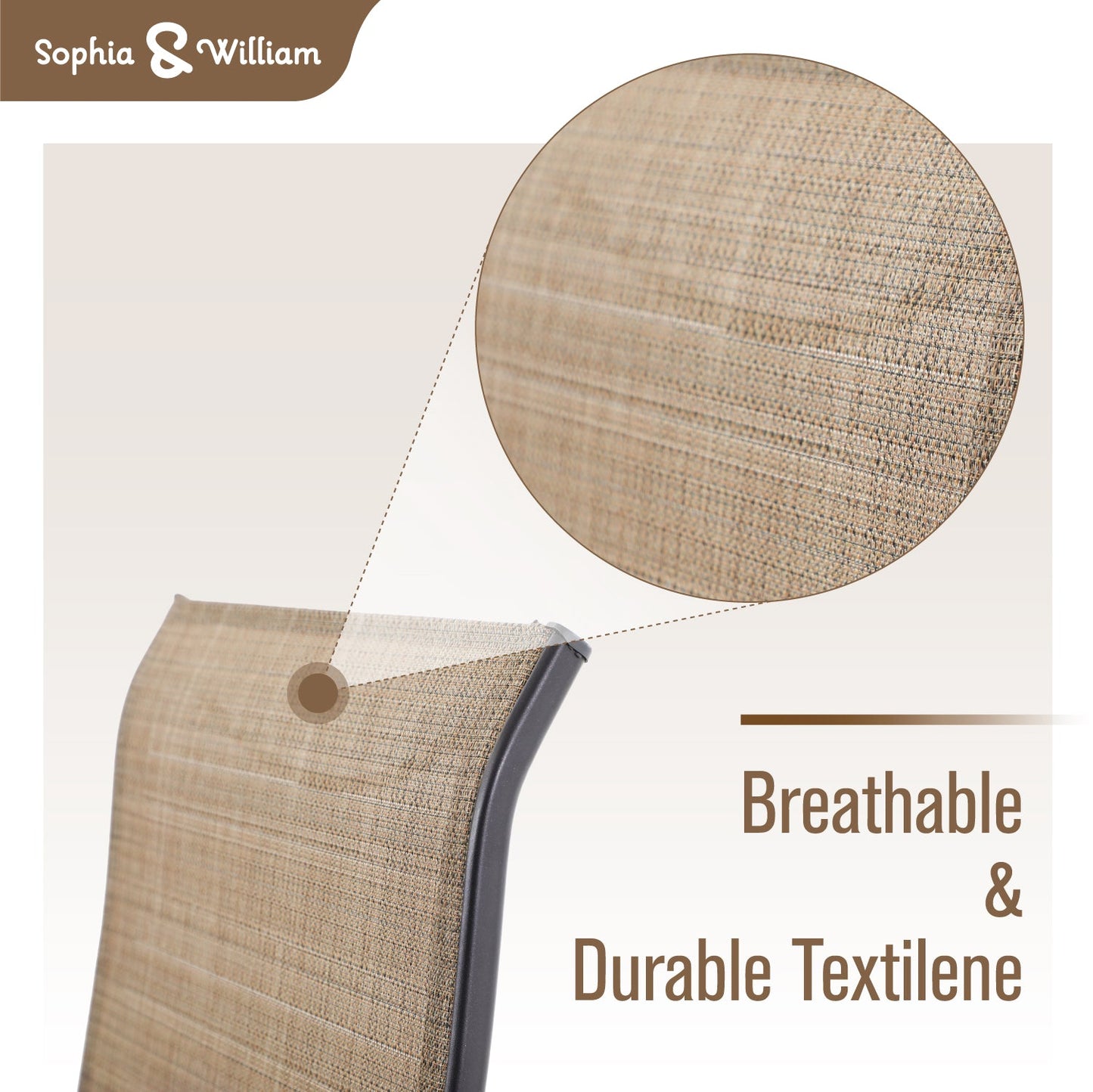 Sophia & William Outdoor Bar Stools Set of 2, Swivel Bar Chairs, Tall Patio Chairs, Outdoor High Top Chairs, Supports 300 lbs (Brown Fabric)