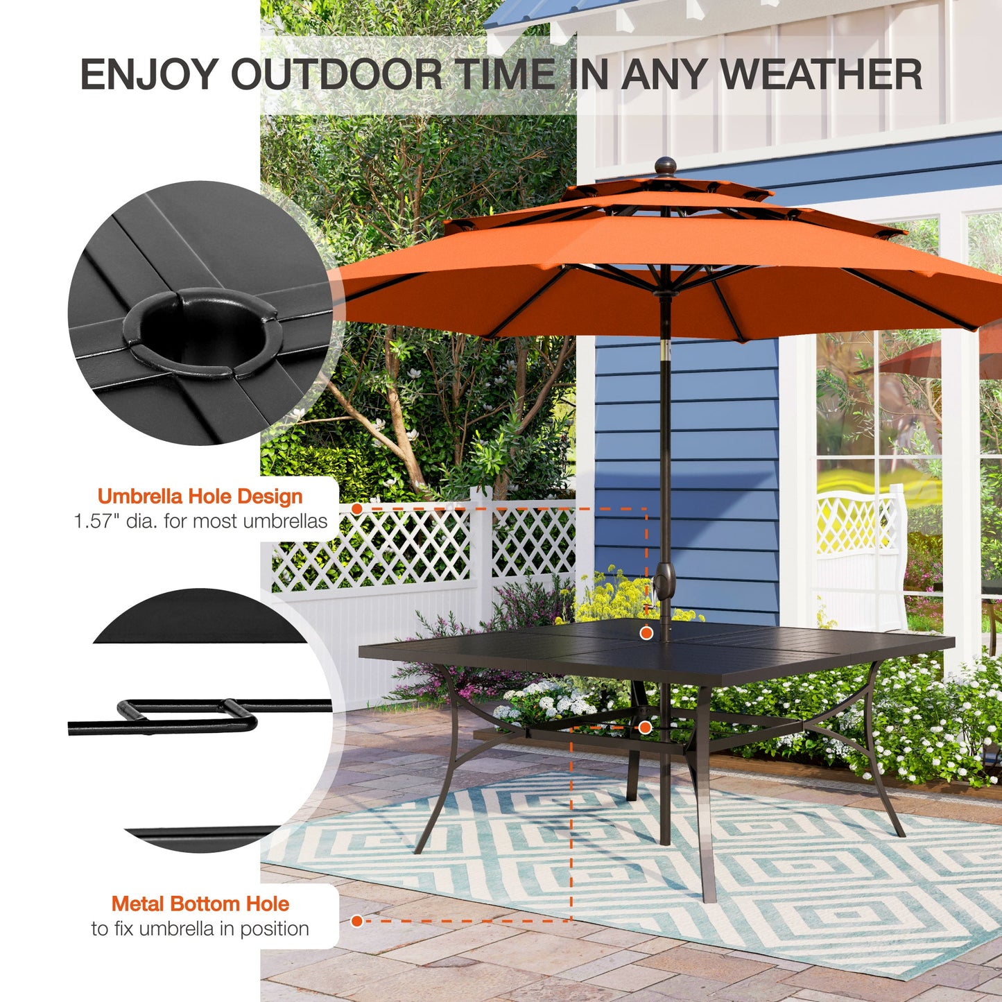 Sophia & William 9 Piece Outdoor Patio Dining Set Textilene Chairs and 60" Square Table Furniture Set, Blue