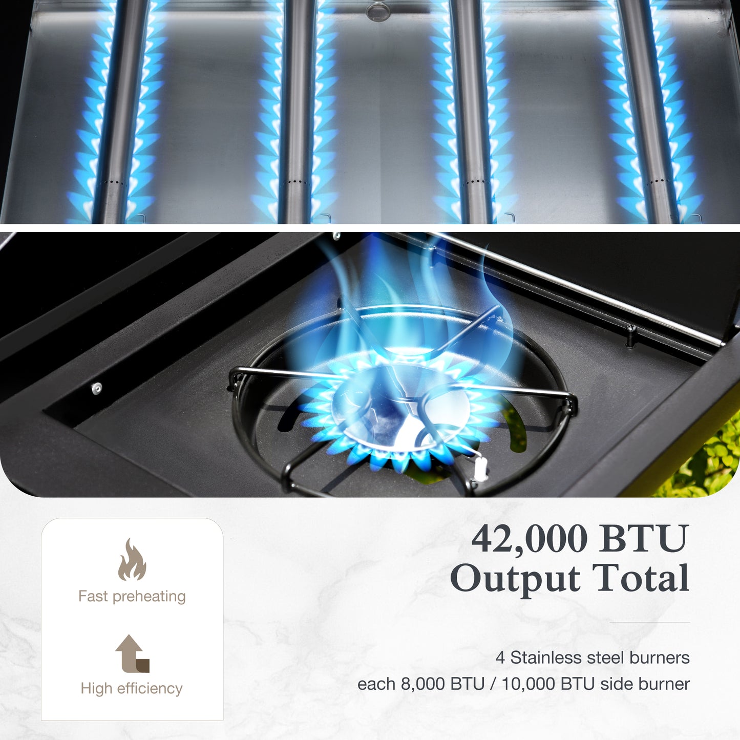 Alpha Joy 4-Burner Stainless Steel Propane Gas Grill with Side Burner, Red