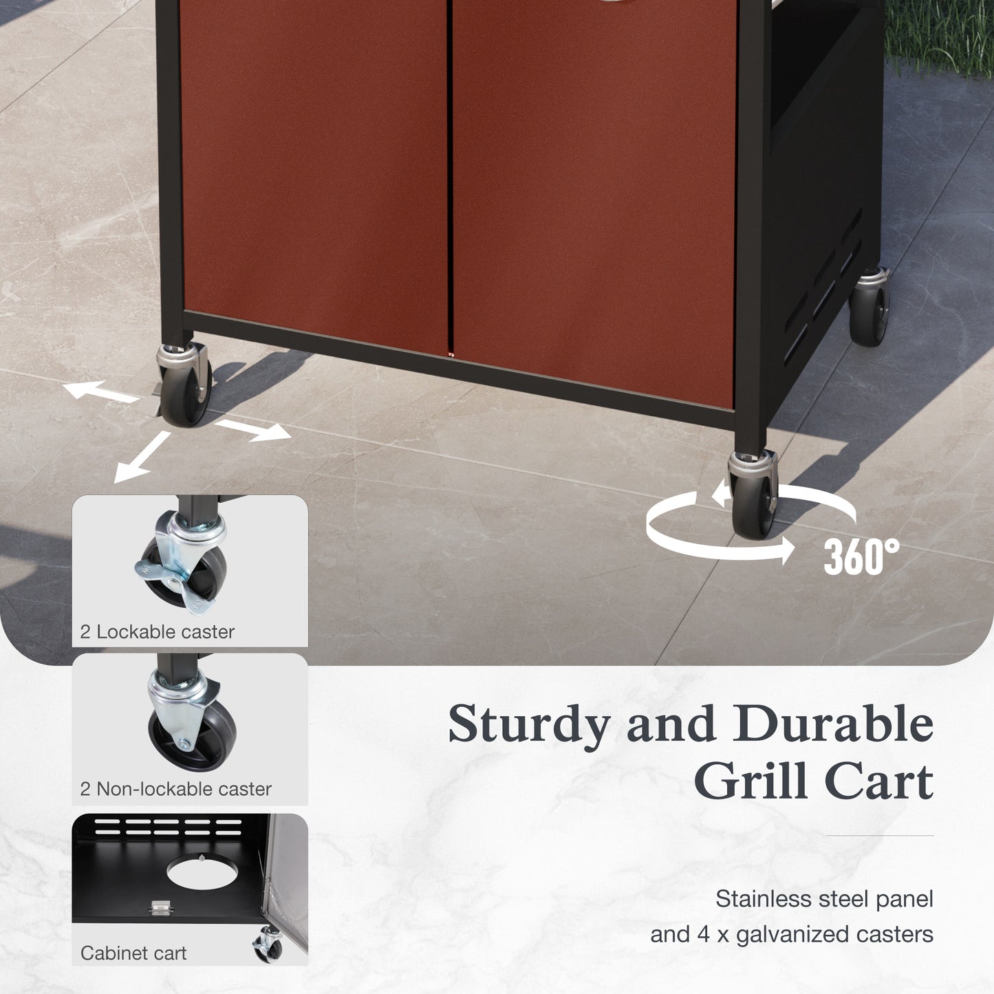 Alpha Joy 4-Burner Stainless Steel Propane Gas Grill with Side Burner, Red