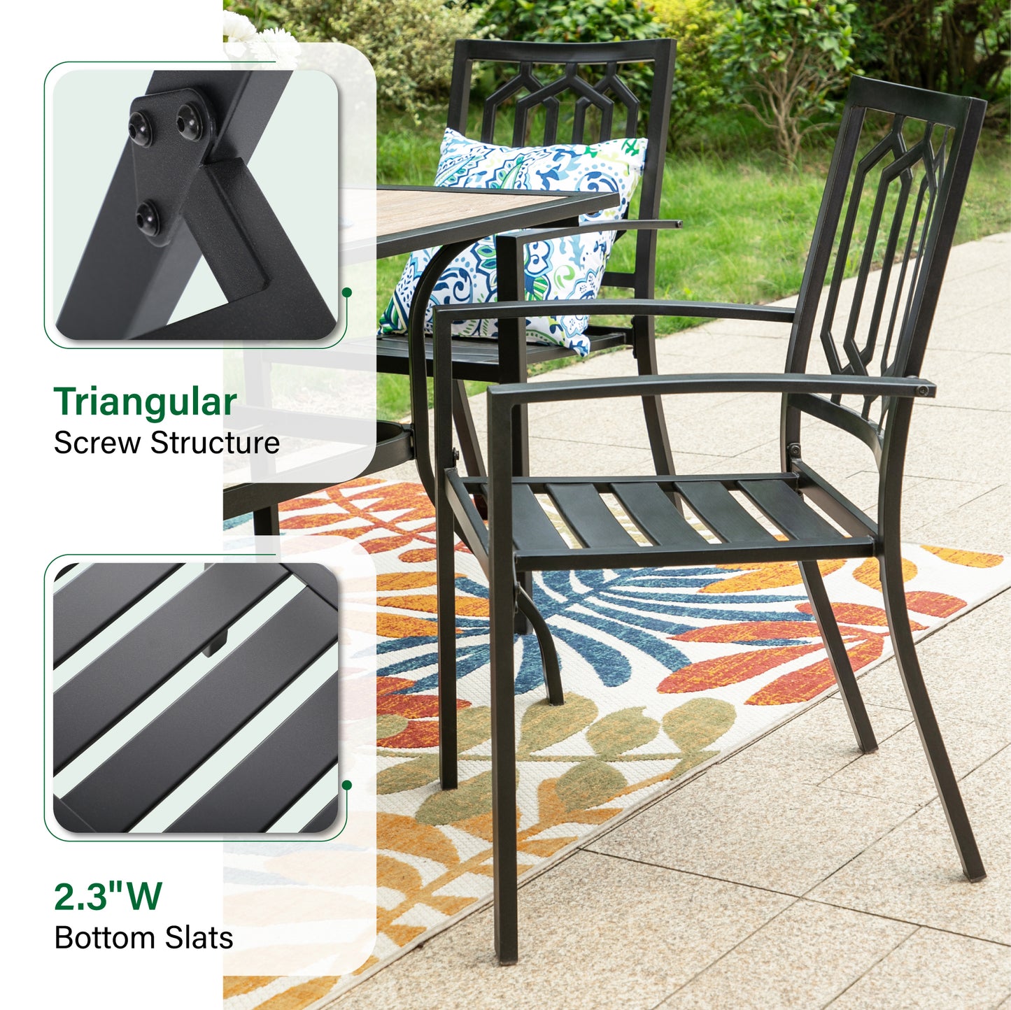 Sophia & William 9 Piece Patio Dining Set Outdoor Metal Table & Chairs Set Outside Furniture Set for 8