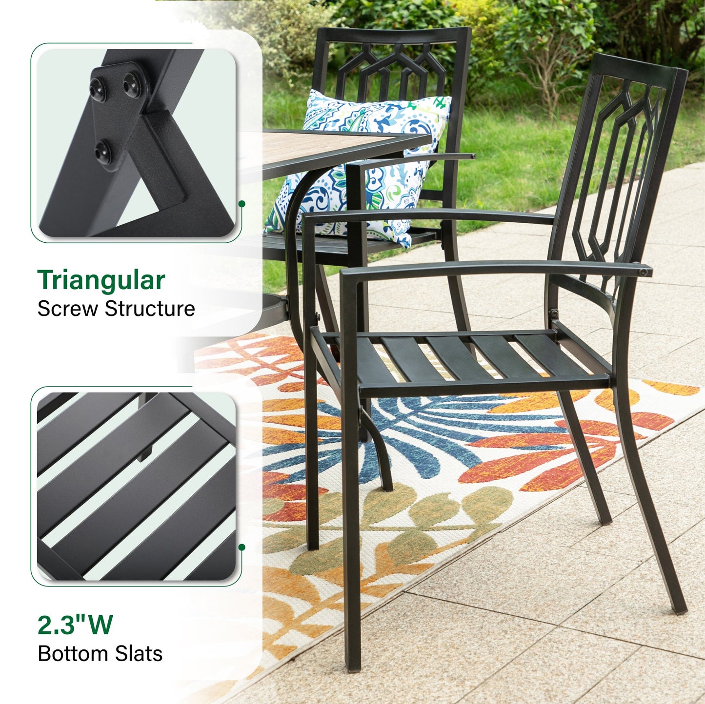 Sophia & William 9 Piece Outdoor Metal Patio Dining Set 57.5inch Wood-like Square Table and Stackable Chairs Furniture Set for 8, Brown