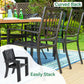 Sophia & William 9 Piece Outdoor Metal Patio Dining Set 57.5inch Wood-like Square Table and Stackable Chairs Furniture Set for 8, Brown